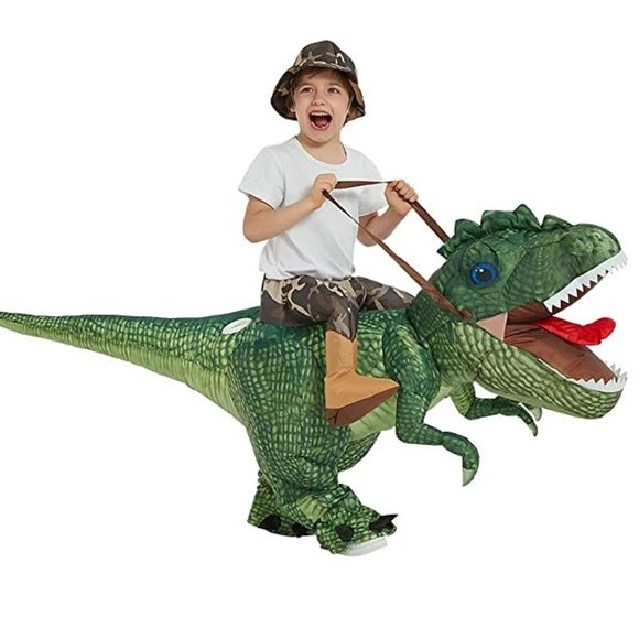 Inflatable Costume Dinosaur Riding T Rex Air Blow up Funny Halloween Costume - Picture 3 of 6